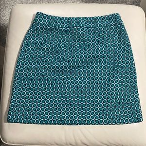 Ann Taylor LOFT Geometric Navy Teal Skirt